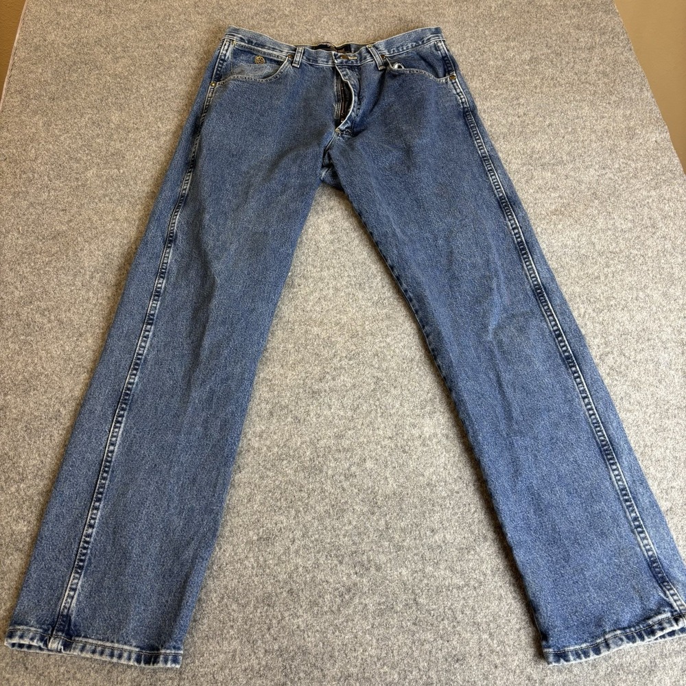Wrangler George Straight Jeans 36x34 Straight Leg Blue Denim Medium Wash
